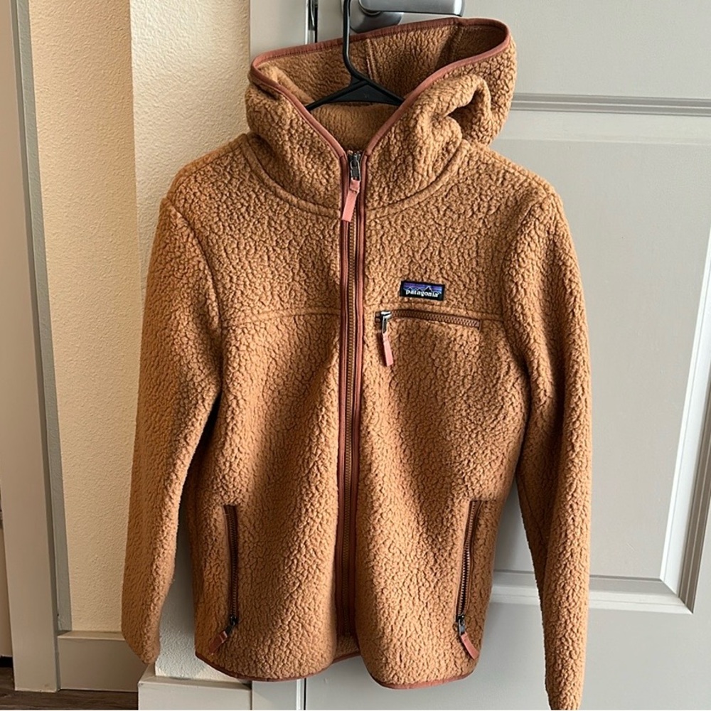 Patagonia Tan Fleece Jacket with Hood